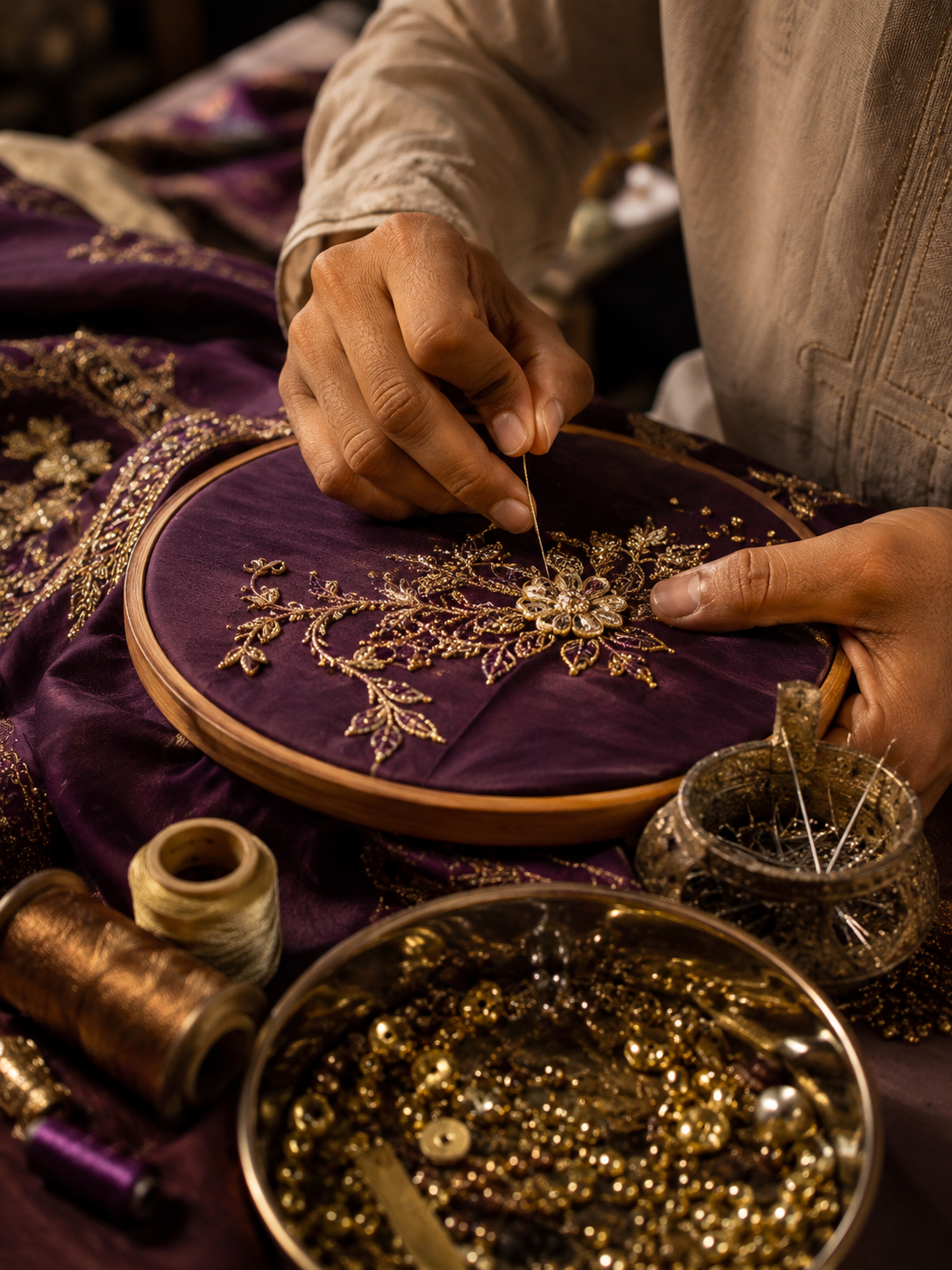 Hand embroidery in progress