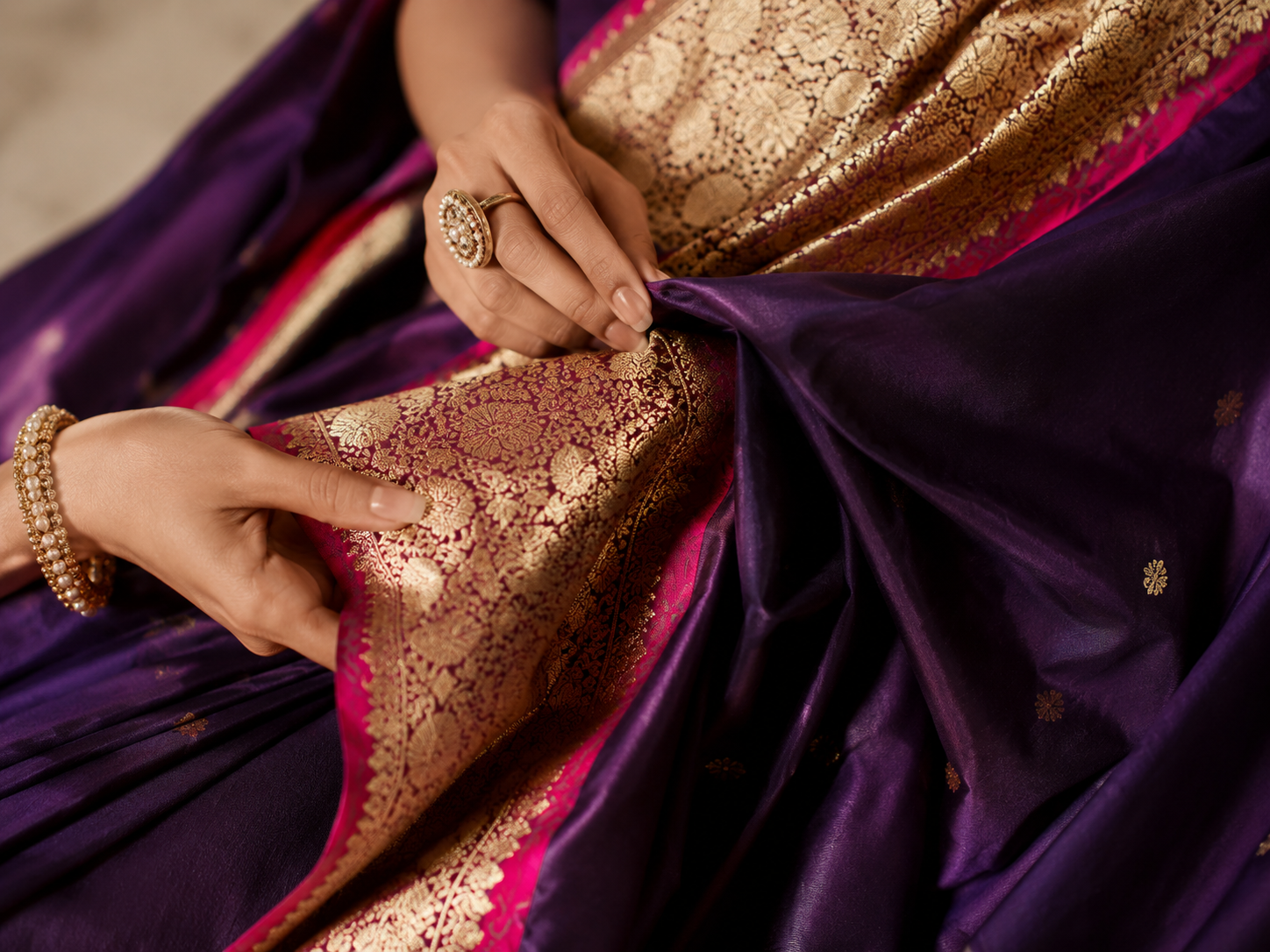 Banarasi silk close-up